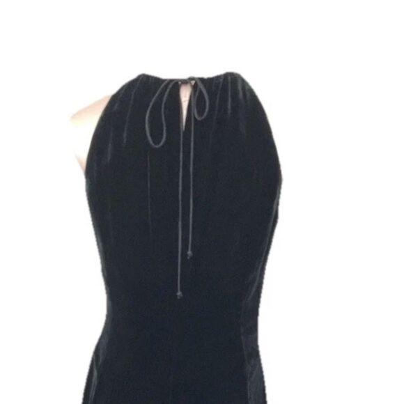 Anne Klein Black Velvet Halter Sheath Maxi Dress Evening Gown - Picture 3 of 6
